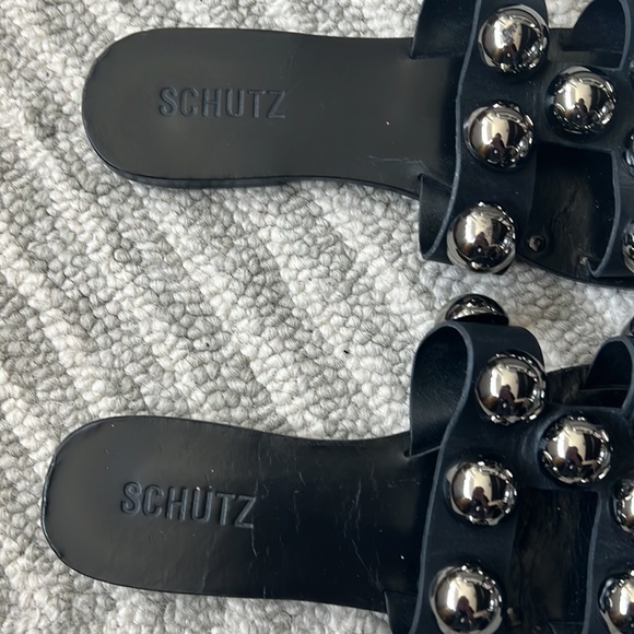 SCHUTZ Black and Silver Studded Sandals - Picture 4 of 11